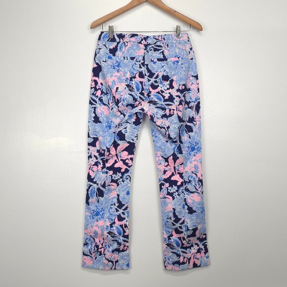 Lilly Pulitzer Kelly Highrise Crop Flare in Bright Navy Amore Please Size 4 - Picture 3 of 13